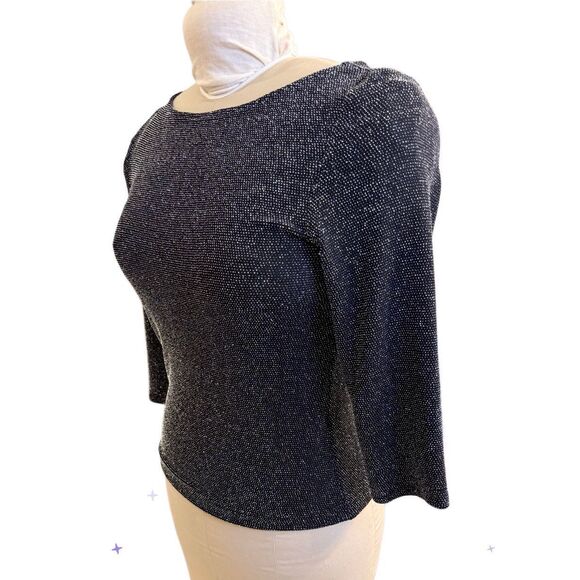 Xscape Sparkle Top Black Medium  3/4 Sleeves Pullover Occasion Party NYE - Picture 5 of 11